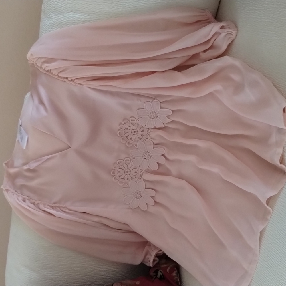 Peach satiny and chiffon tunic